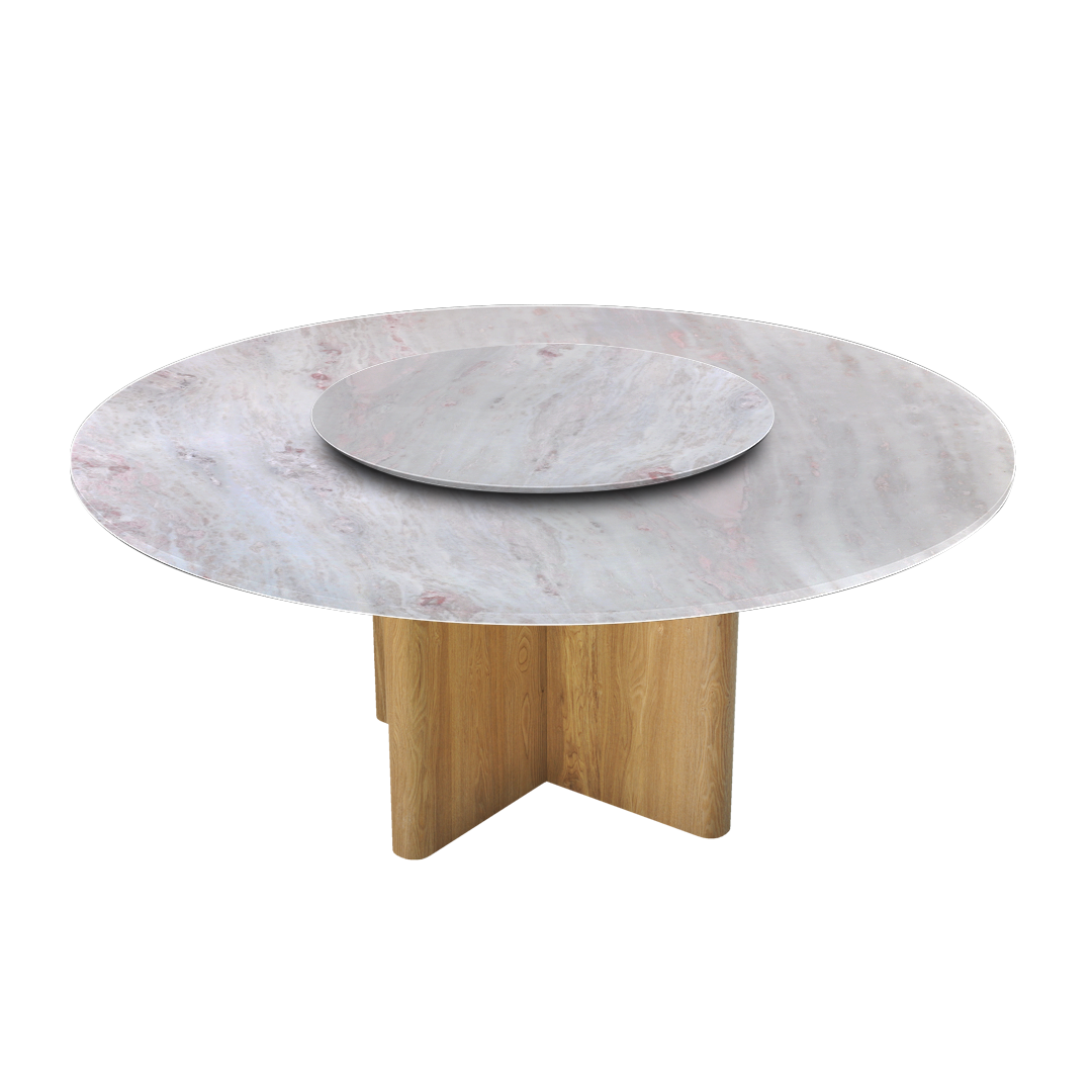 6ft Round Namibian Rose Natural Marble Dining Table