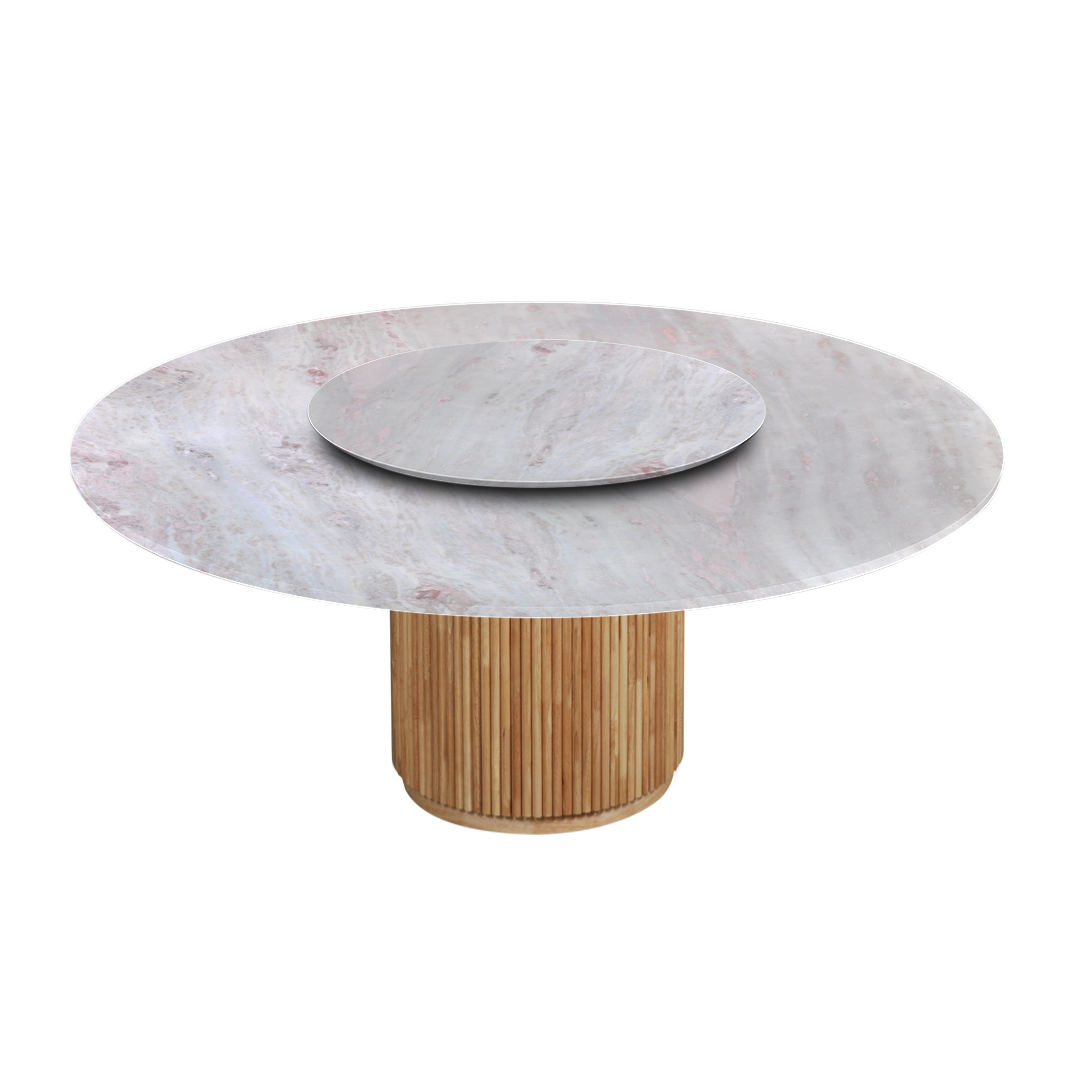 6ft Round Namibian Rose Natural Marble Dining Table