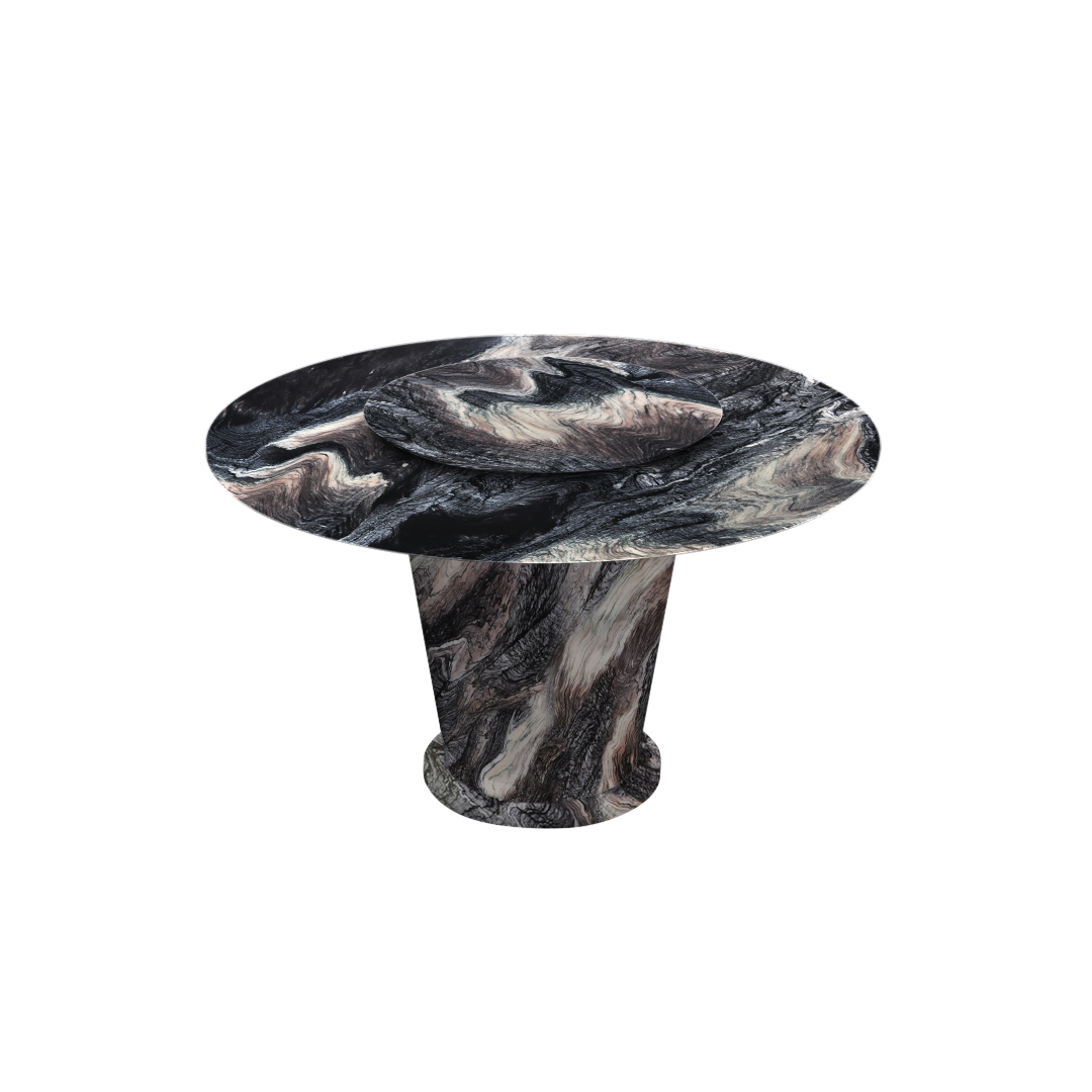 4.3ft Round Kinawa Natural Marble Dining Table