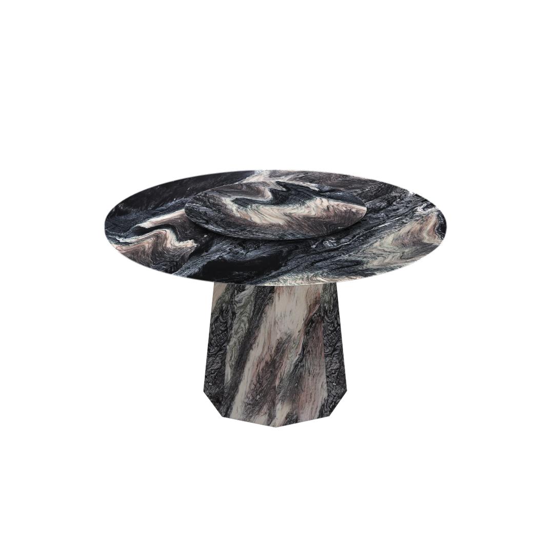 4.3ft Round Kinawa Natural Marble Dining Table