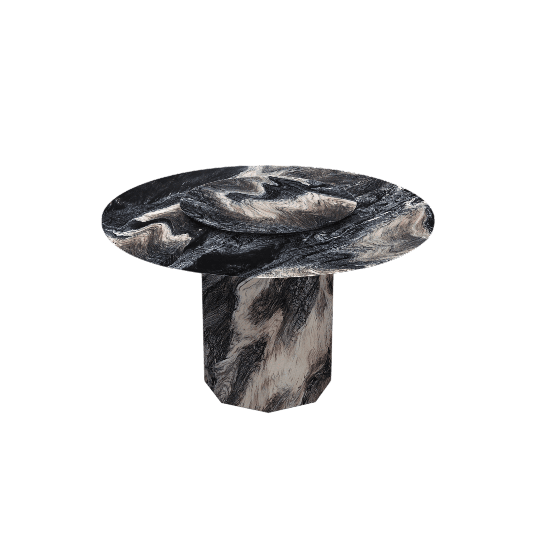 4.3ft Round Kinawa Natural Marble Dining Table