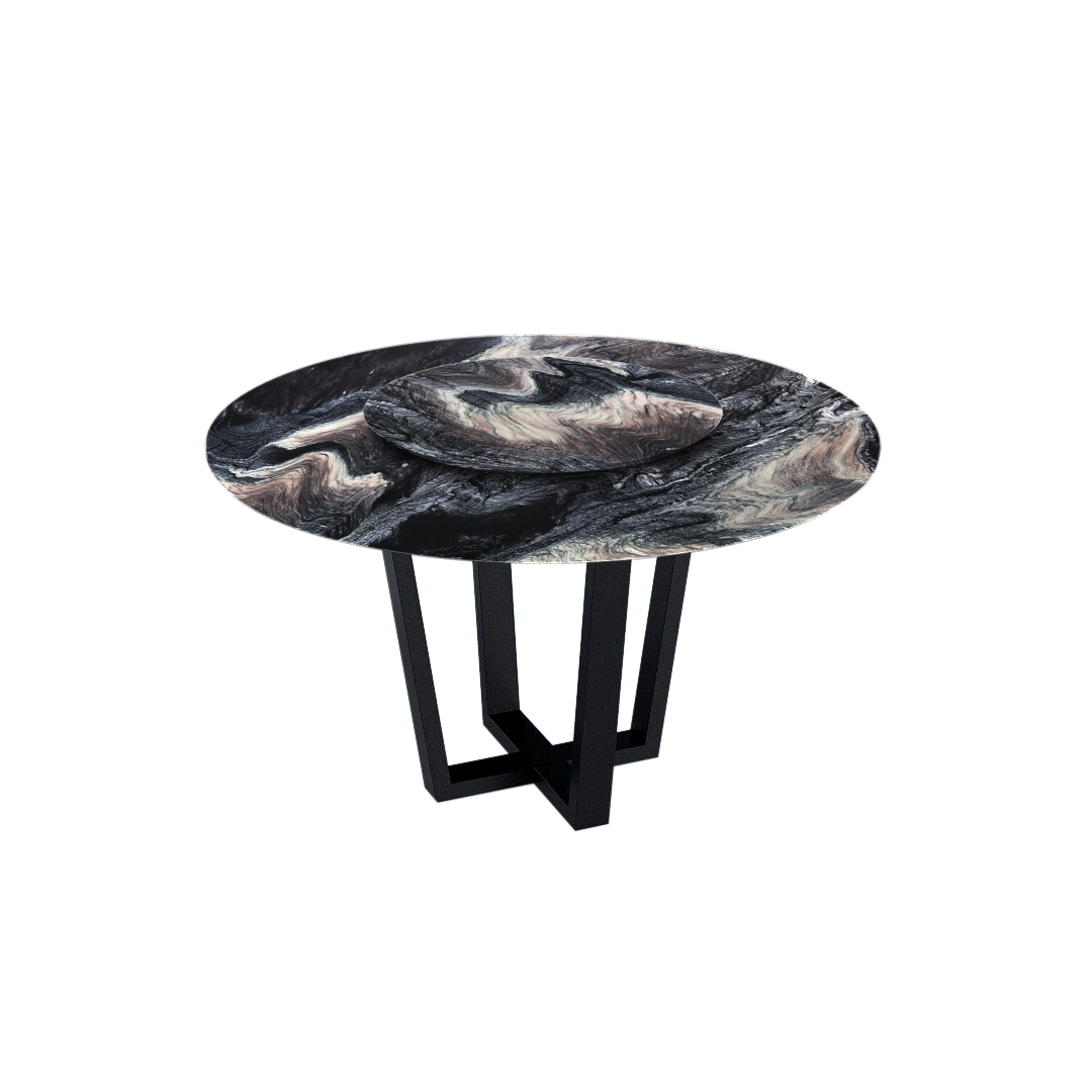 4.3ft Round Kinawa Natural Marble Dining Table