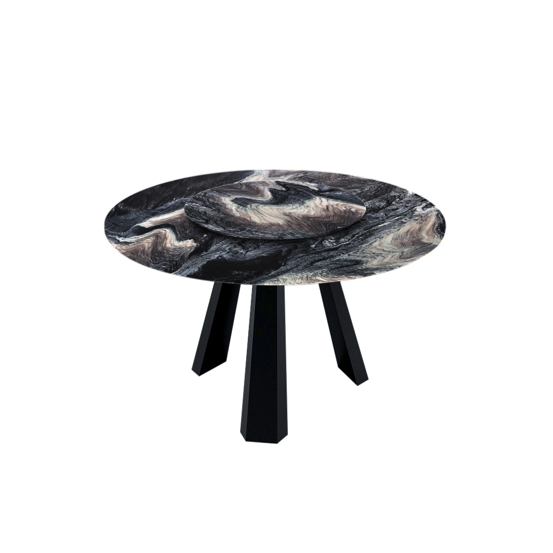 4.3ft Round Kinawa Natural Marble Dining Table