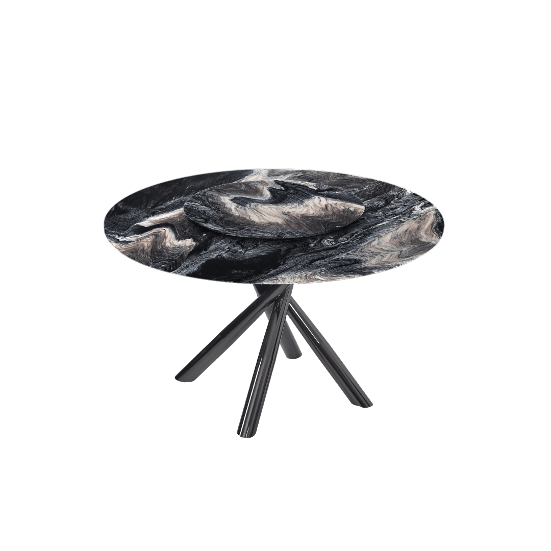 4.3ft Round Kinawa Natural Marble Dining Table
