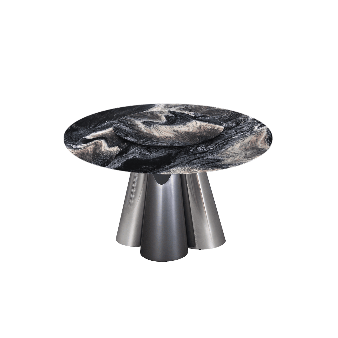 4.3ft Round Kinawa Natural Marble Dining Table