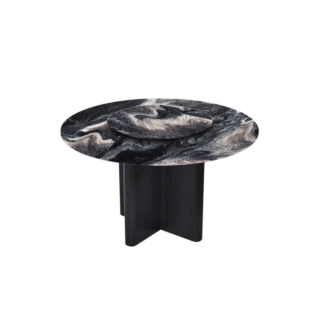 4.3ft Round Kinawa Natural Marble Dining Table