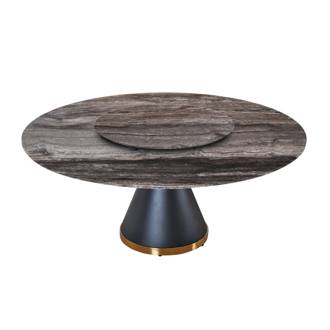 6ft Round Silver Travertine Marble Dining Table