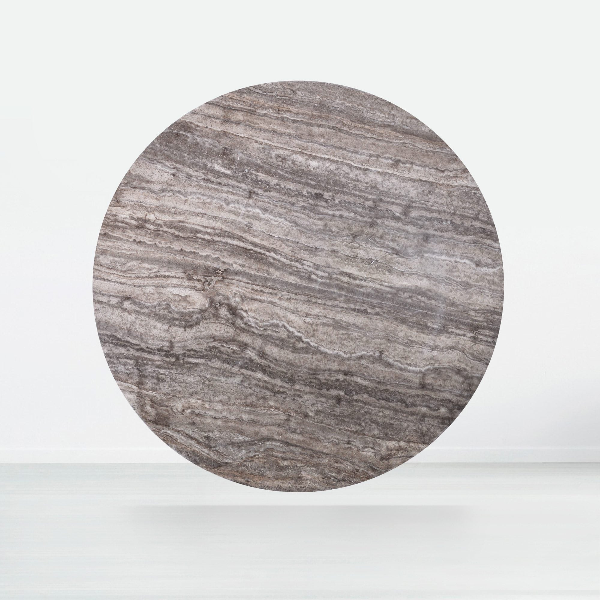 6ft Round Silver Travertine Marble Dining Table