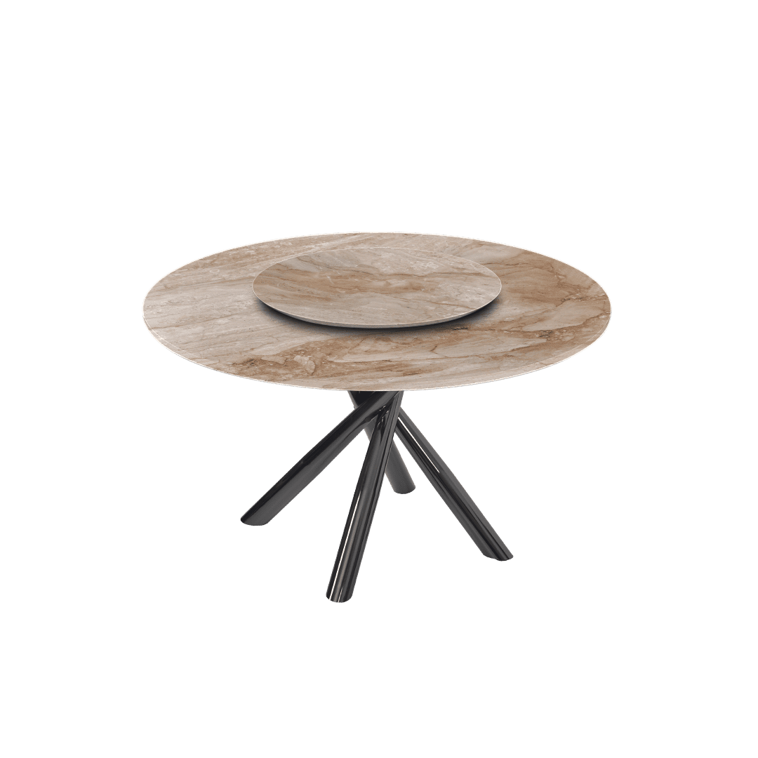 4.3ft Round Daino Beige Marble Dining Table