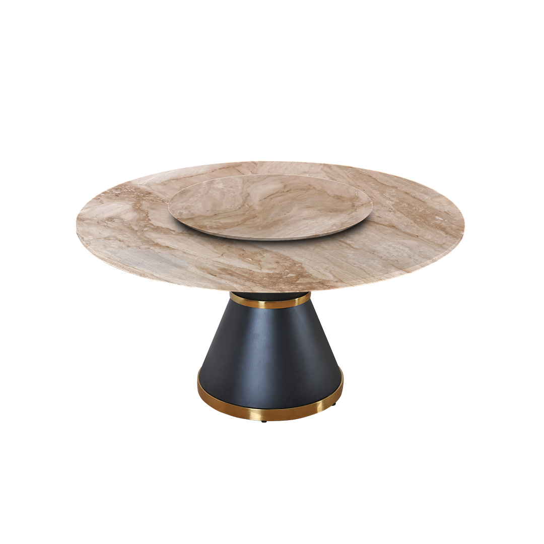 5ft Round Daino Beige Marble Dining Table