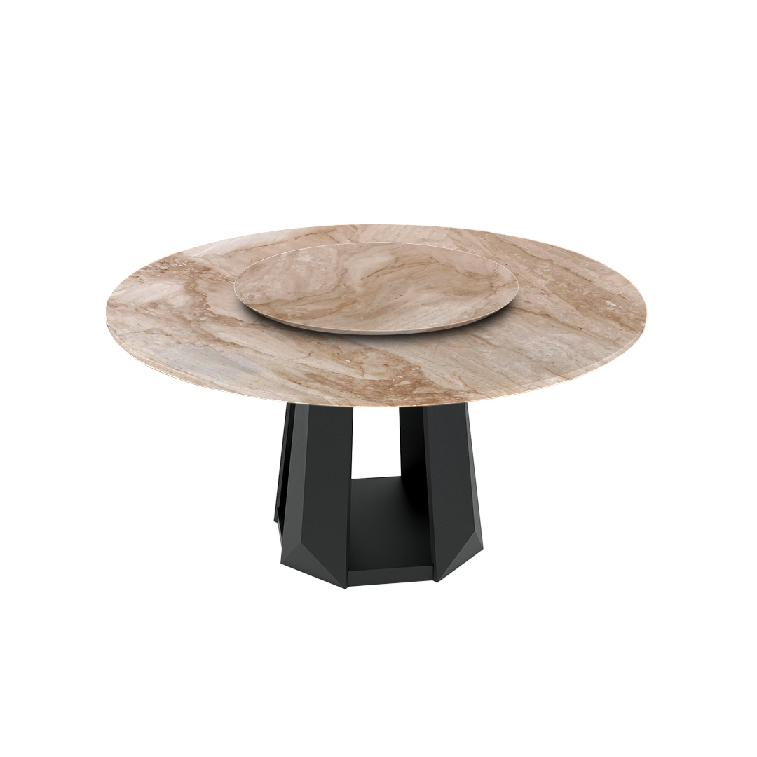 5ft Round Daino Beige Marble Dining Table