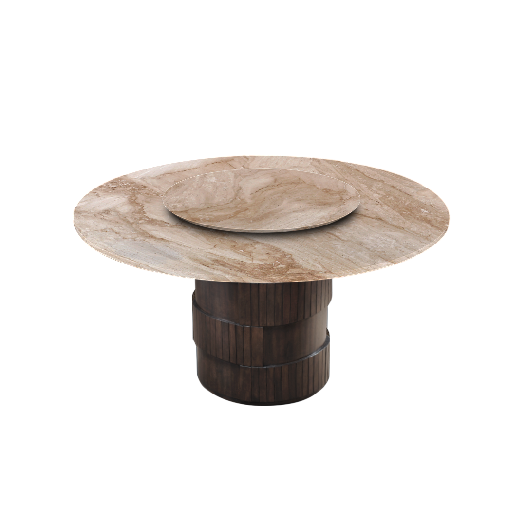 5ft Round Daino Beige Marble Dining Table