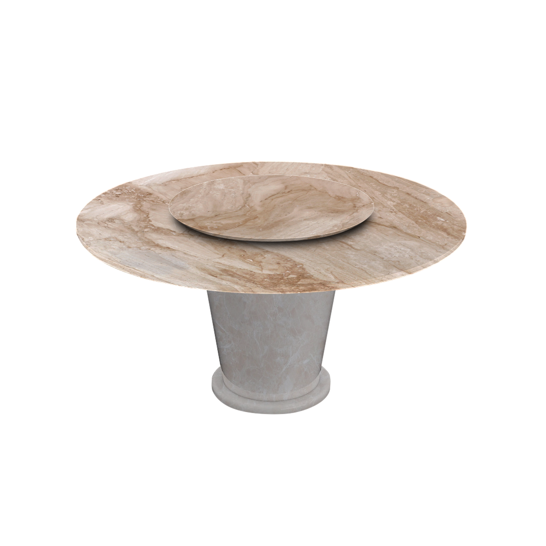 5ft Round Daino Beige Marble Dining Table