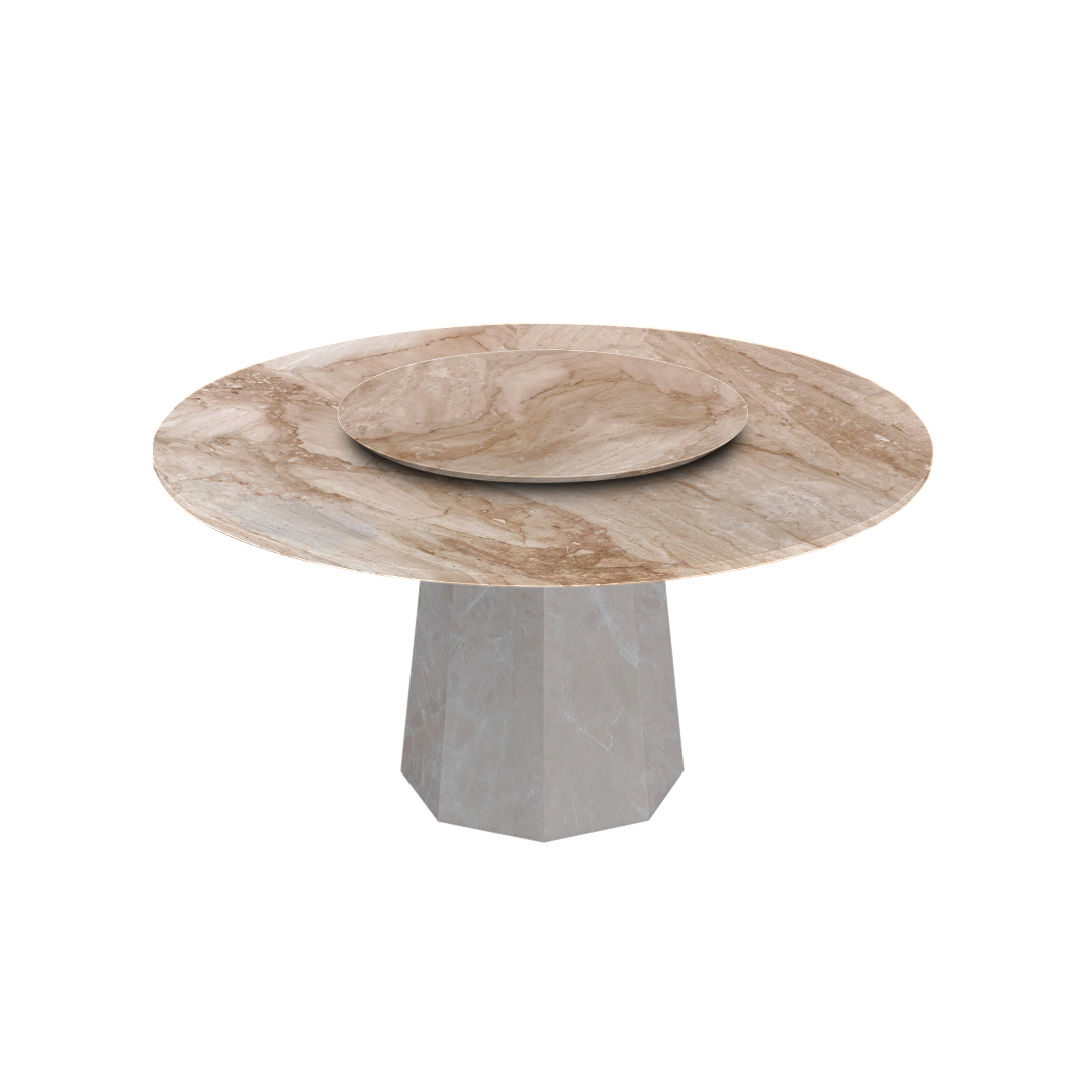 5ft Round Daino Beige Marble Dining Table