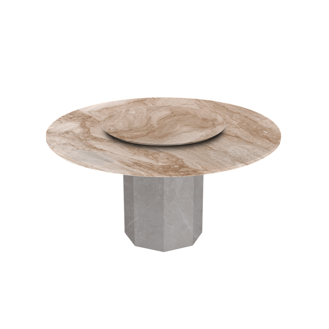 5ft Round Daino Beige Marble Dining Table