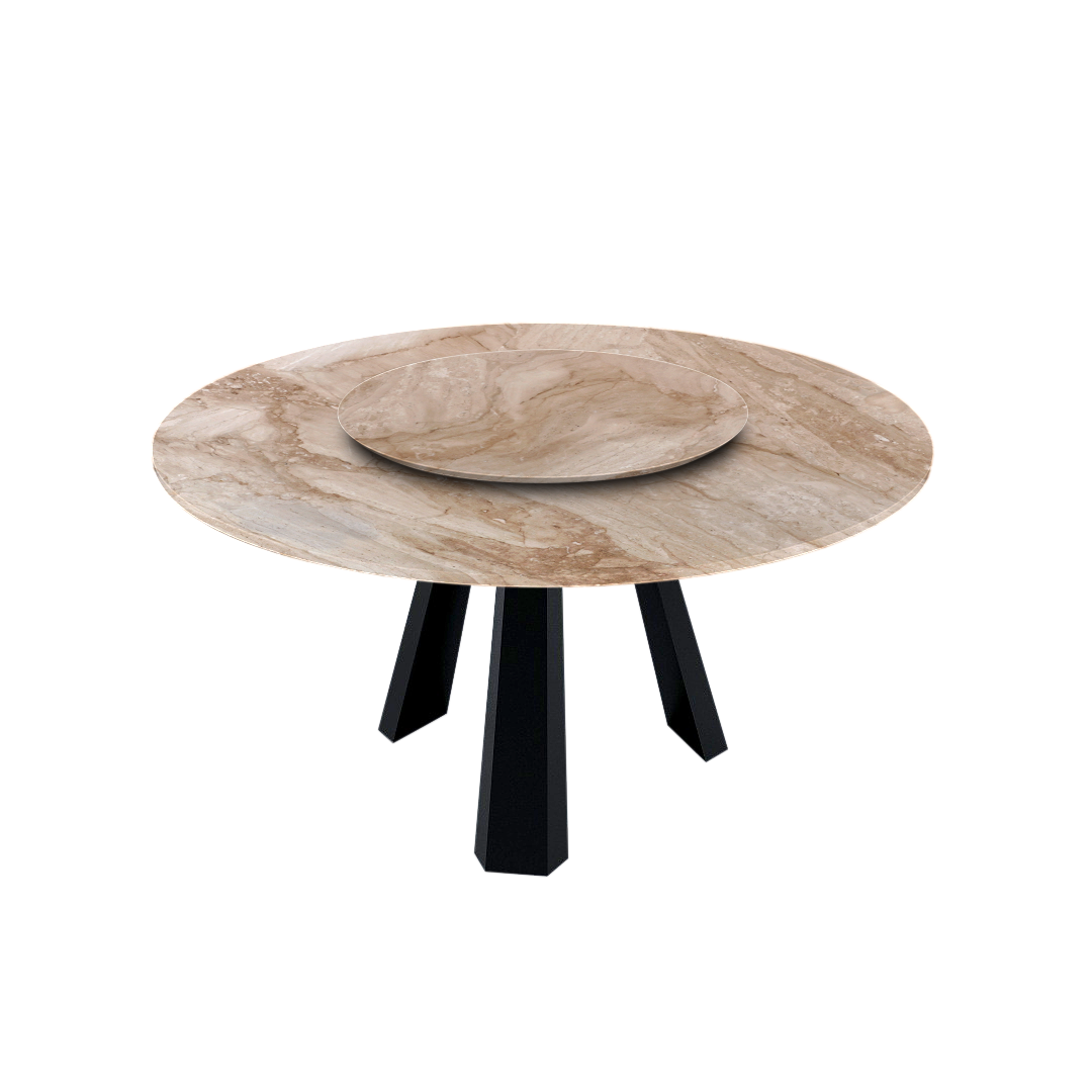 5ft Round Daino Beige Marble Dining Table