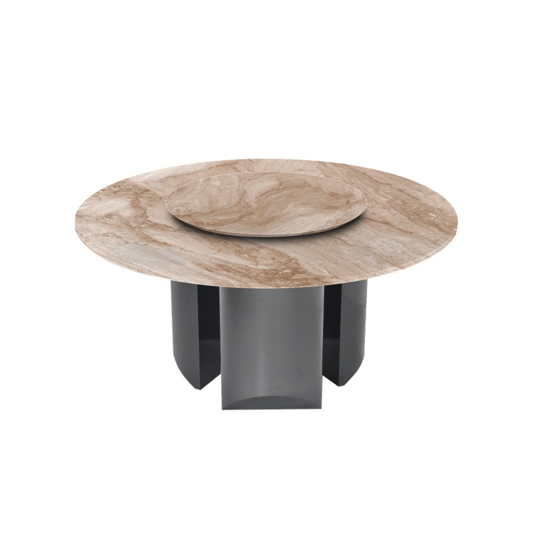 5ft Round Daino Beige Marble Dining Table
