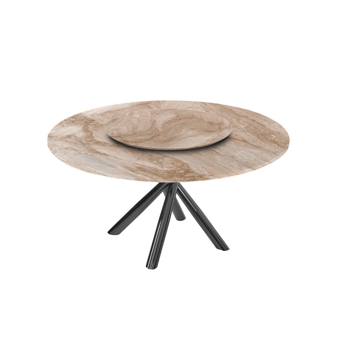 5ft Round Daino Beige Marble Dining Table