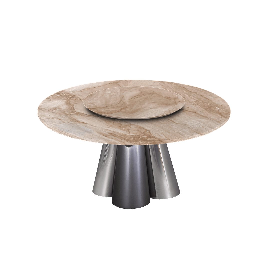 5ft Round Daino Beige Marble Dining Table