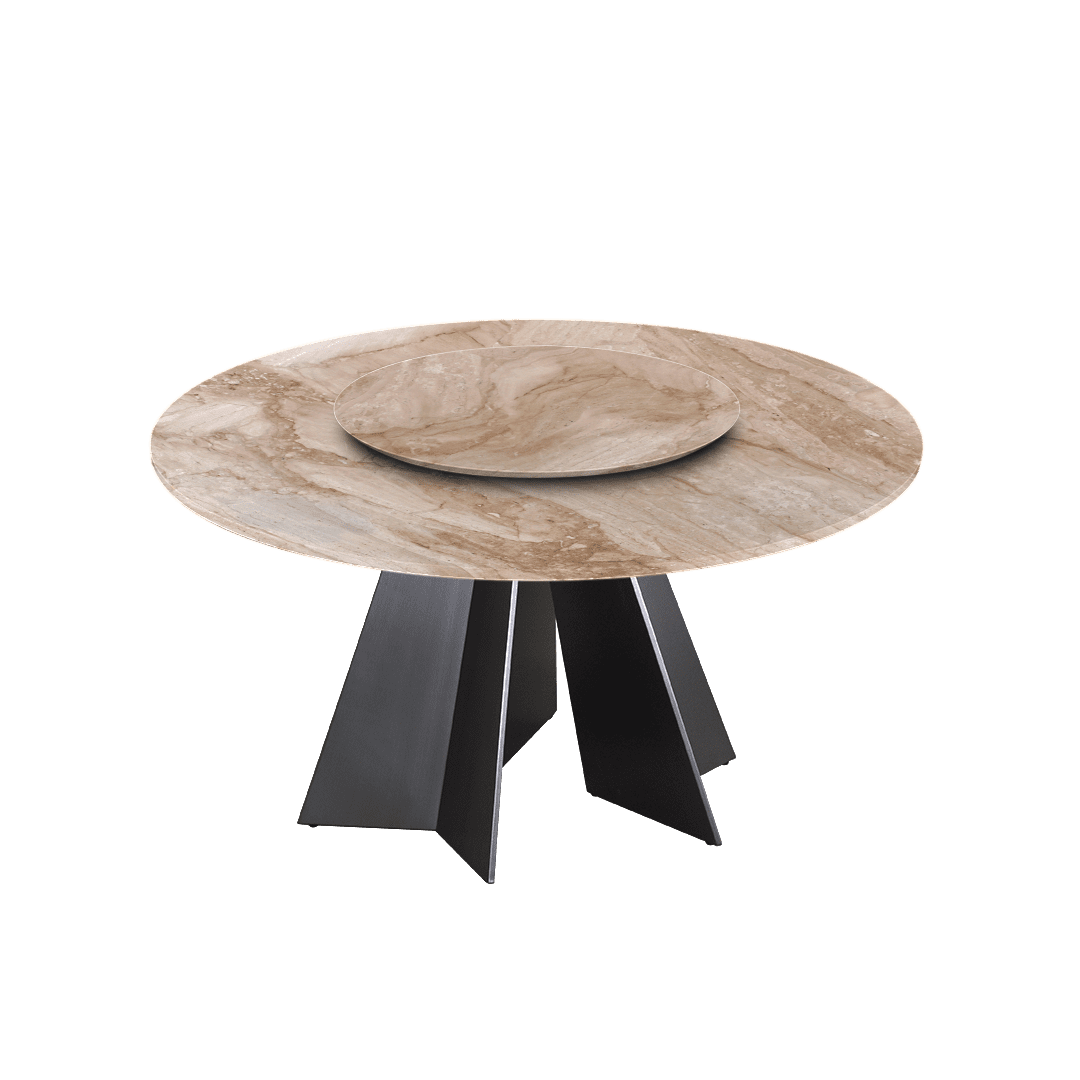 5ft Round Daino Beige Marble Dining Table