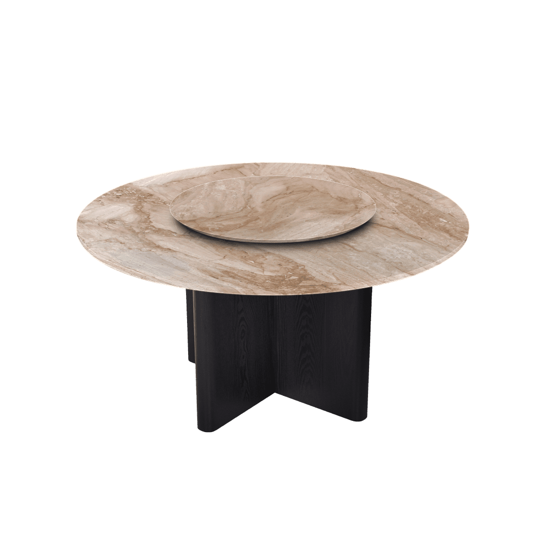 5ft Round Daino Beige Marble Dining Table