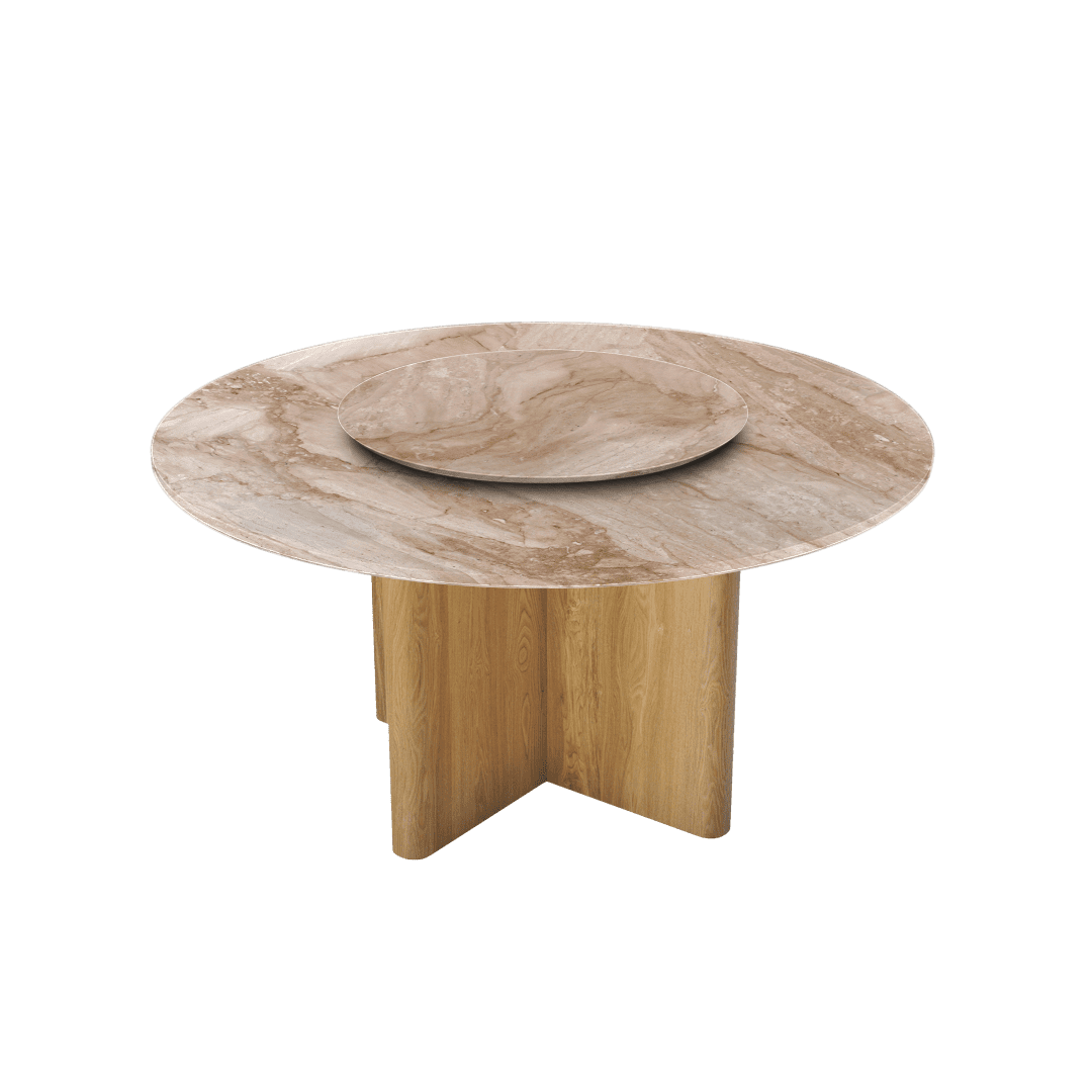 5ft Round Daino Beige Marble Dining Table