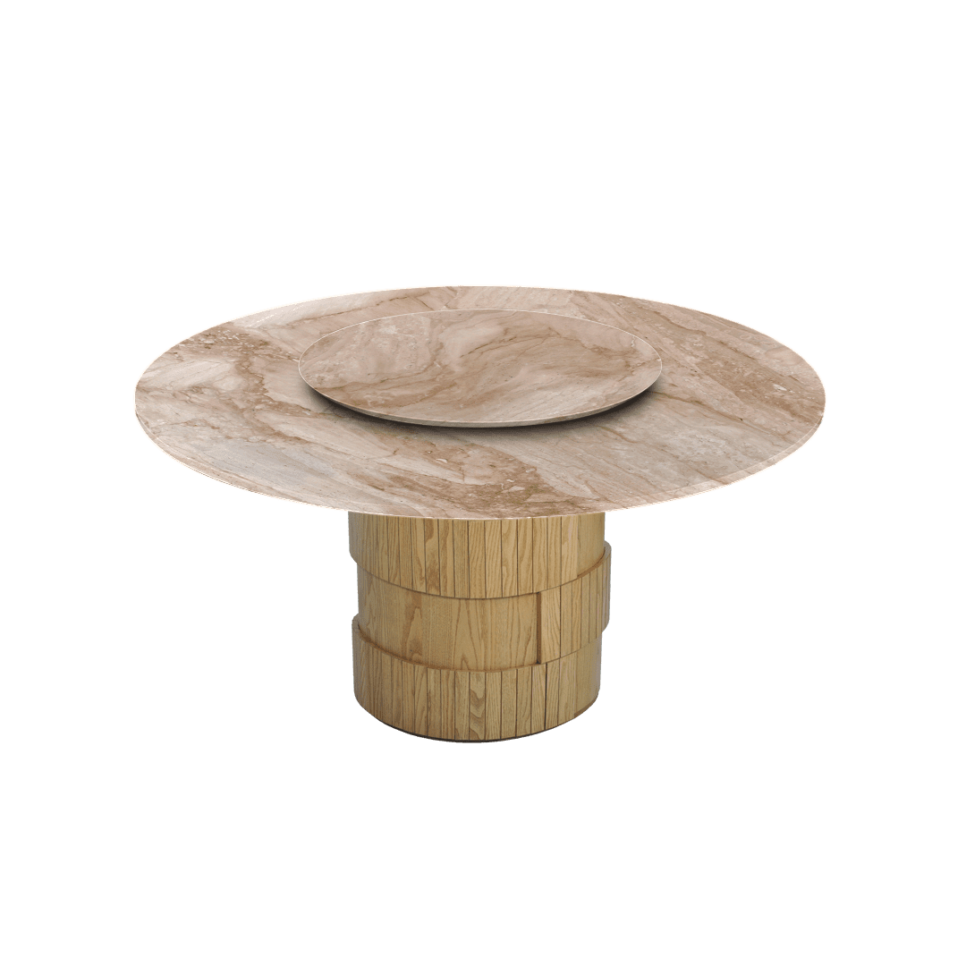 5ft Round Daino Beige Marble Dining Table