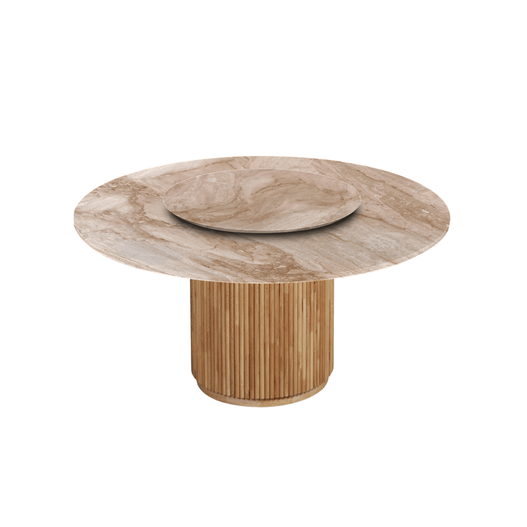 5ft Round Daino Beige Marble Dining Table