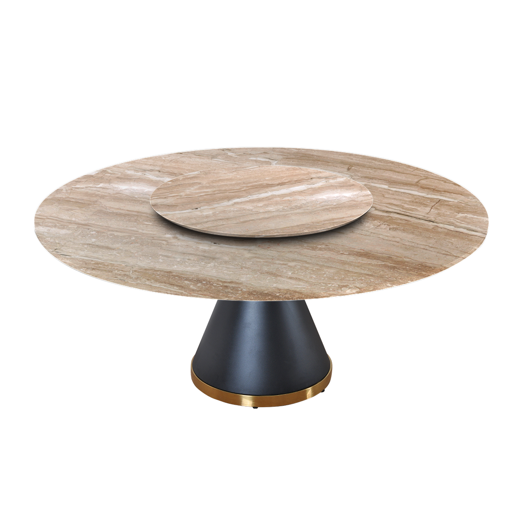 6ft Round Daino Beige Marble Dining Table
