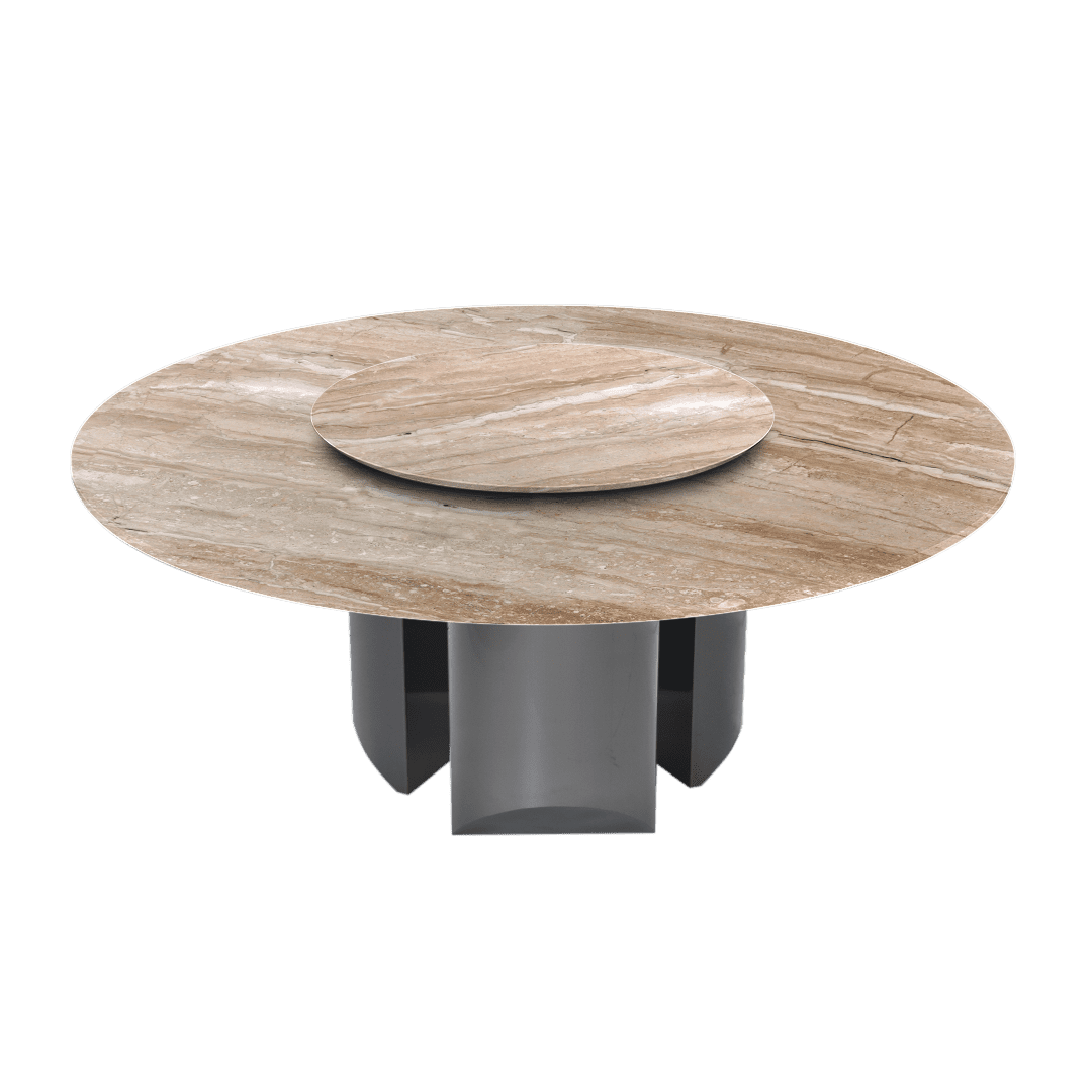 6ft Round Daino Beige Marble Dining Table