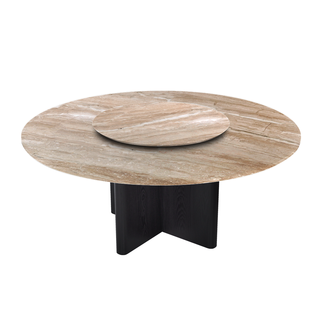 6ft Round Daino Beige Marble Dining Table