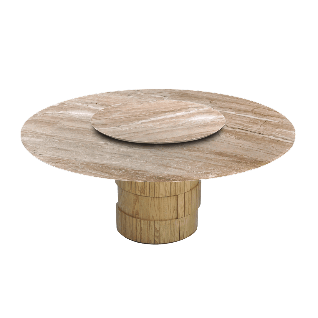 6ft Round Daino Beige Marble Dining Table