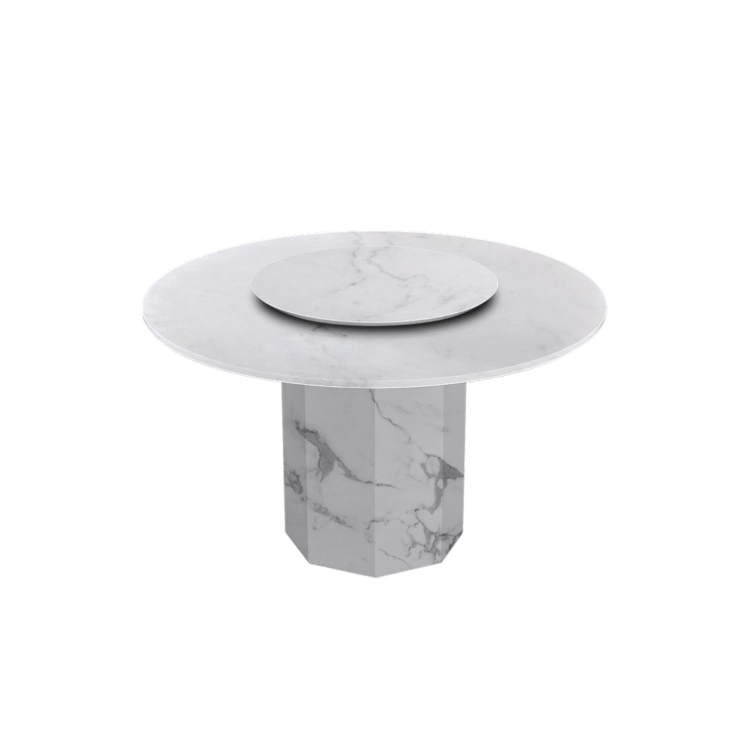 4.3ft Round Venus White Natural Marble Dining Table