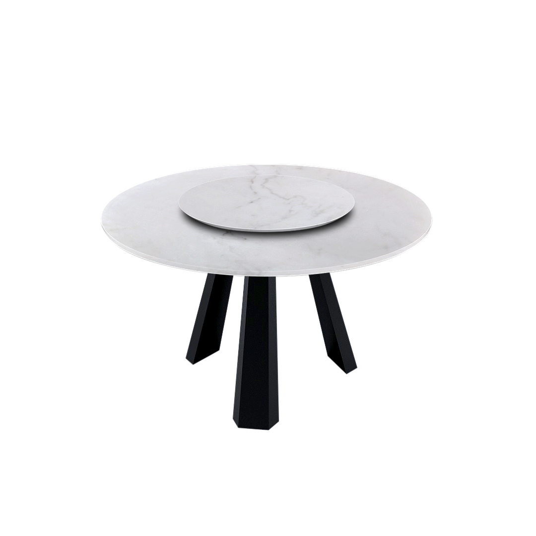4.3ft Round Venus White Natural Marble Dining Table