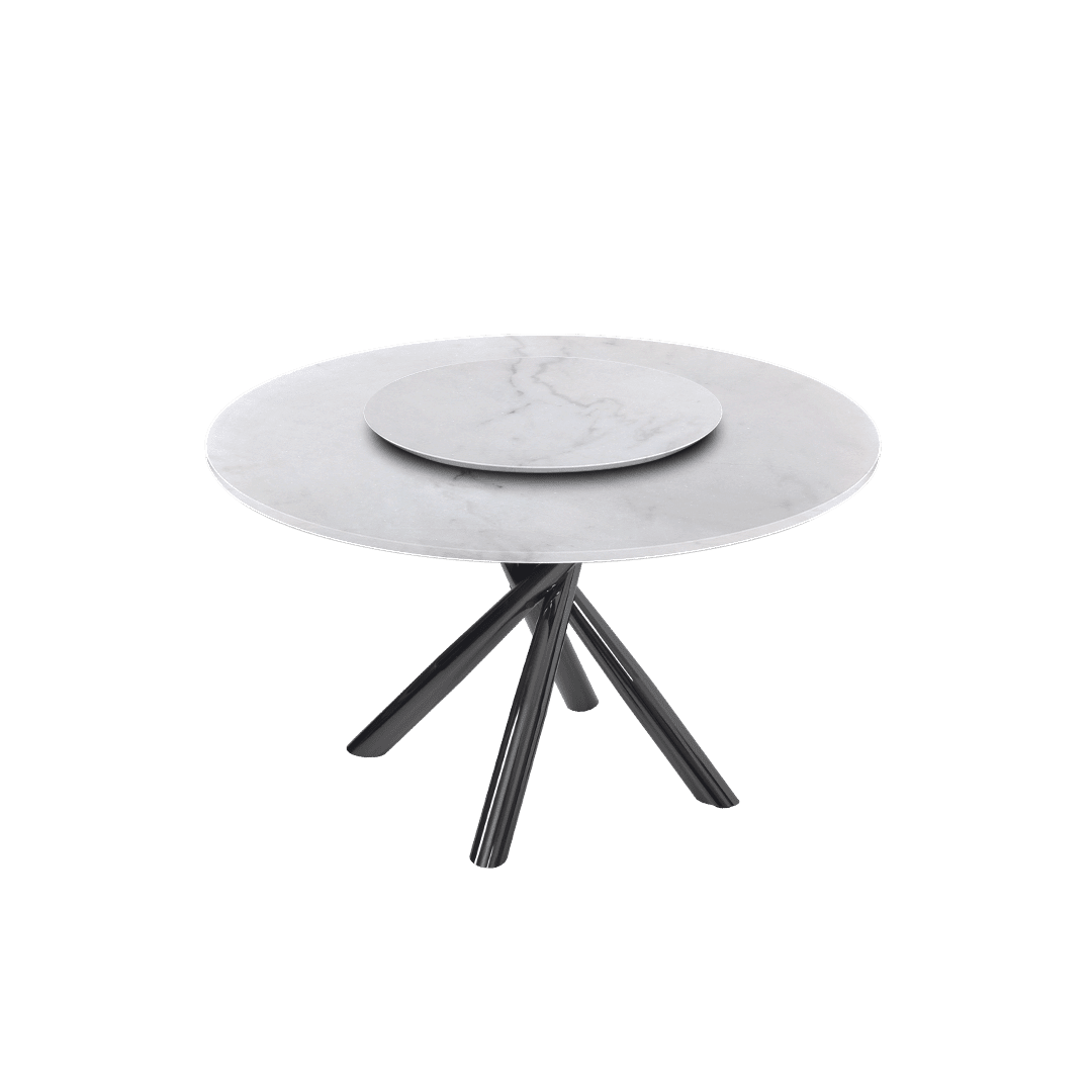 4.3ft Round Venus White Natural Marble Dining Table