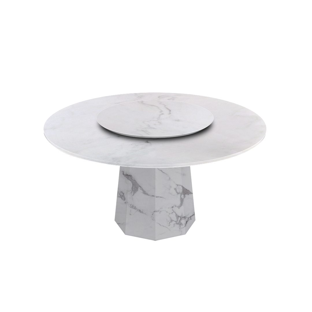 5ft Round Venus White Natural Marble Dining Table
