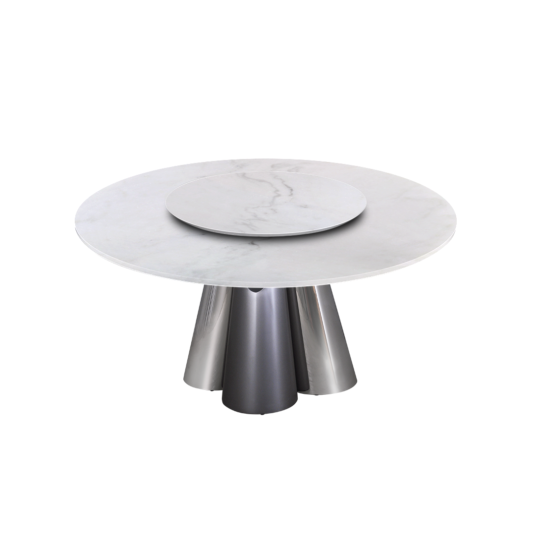 5ft Round Venus White Natural Marble Dining Table