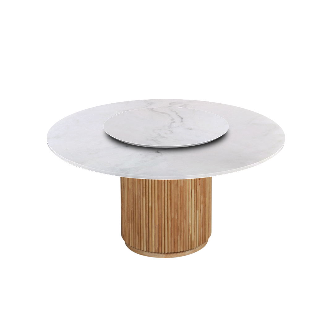 5ft Round Venus White Natural Marble Dining Table