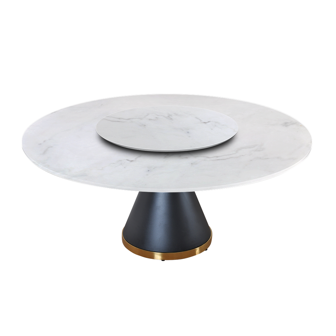 6ft Round Venus White Natural  Marble Dining Table