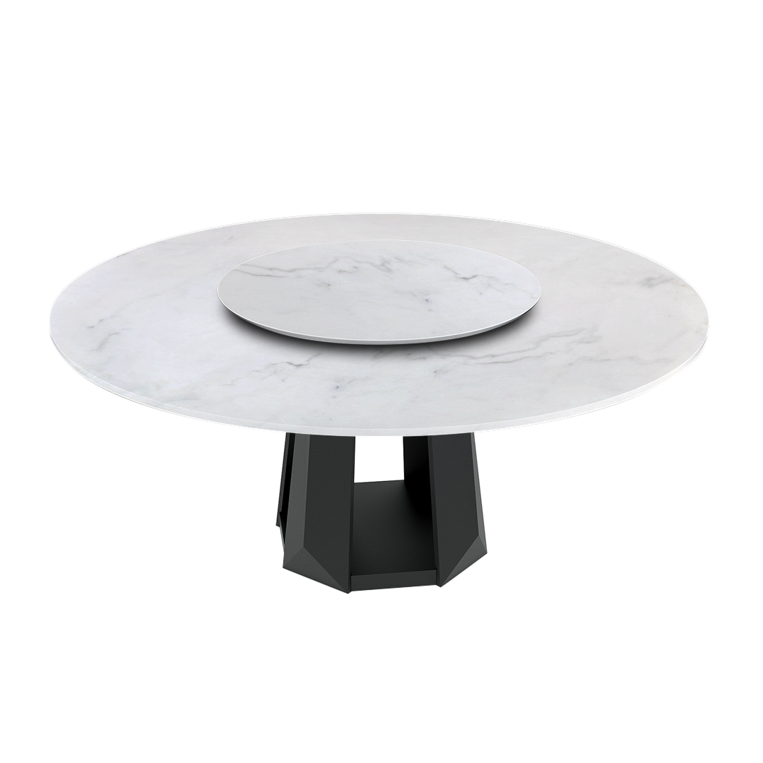 6ft Round Venus White Natural  Marble Dining Table
