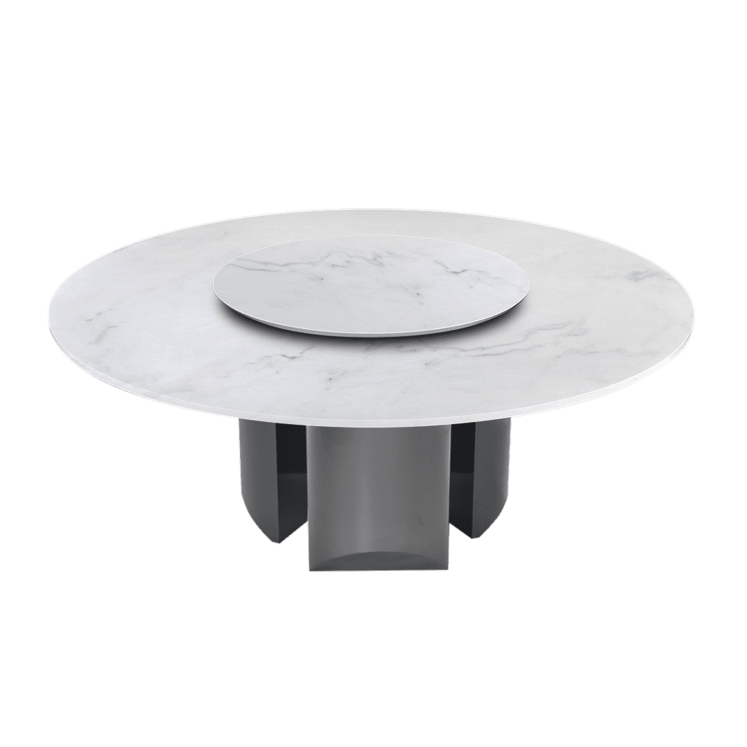 6ft Round Venus White Natural  Marble Dining Table