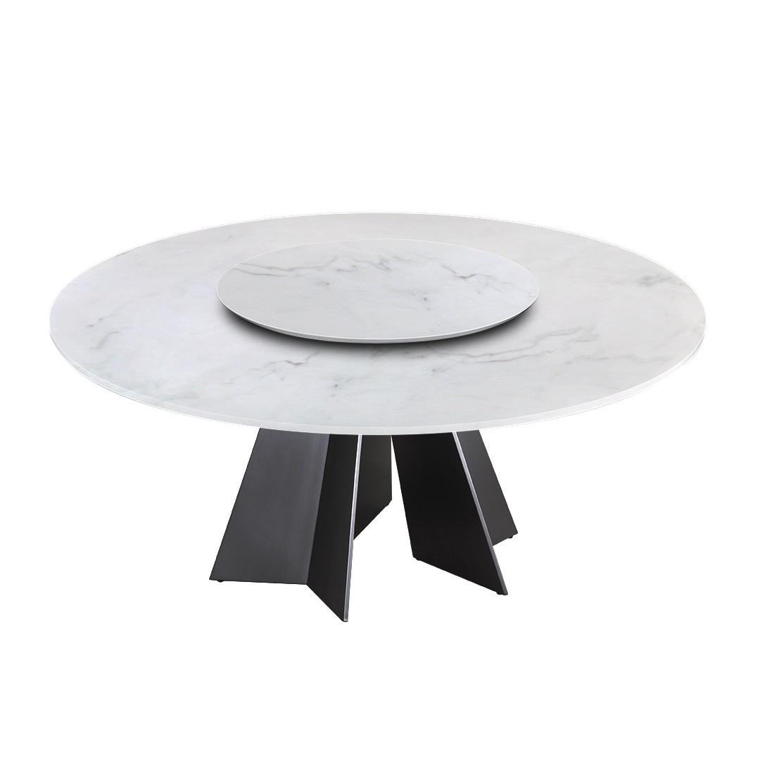 6ft Round Venus White Natural  Marble Dining Table