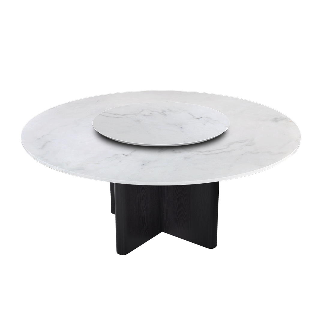 6ft Round Venus White Natural  Marble Dining Table