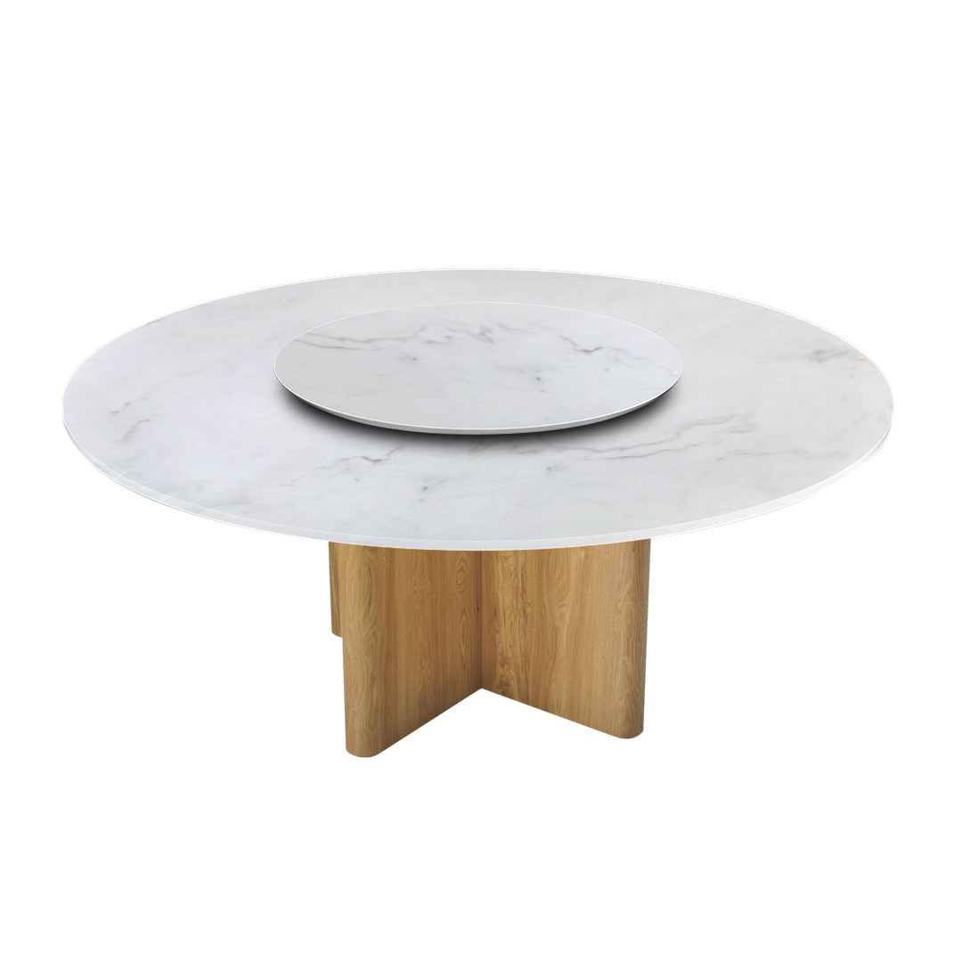 6ft Round Venus White Natural  Marble Dining Table