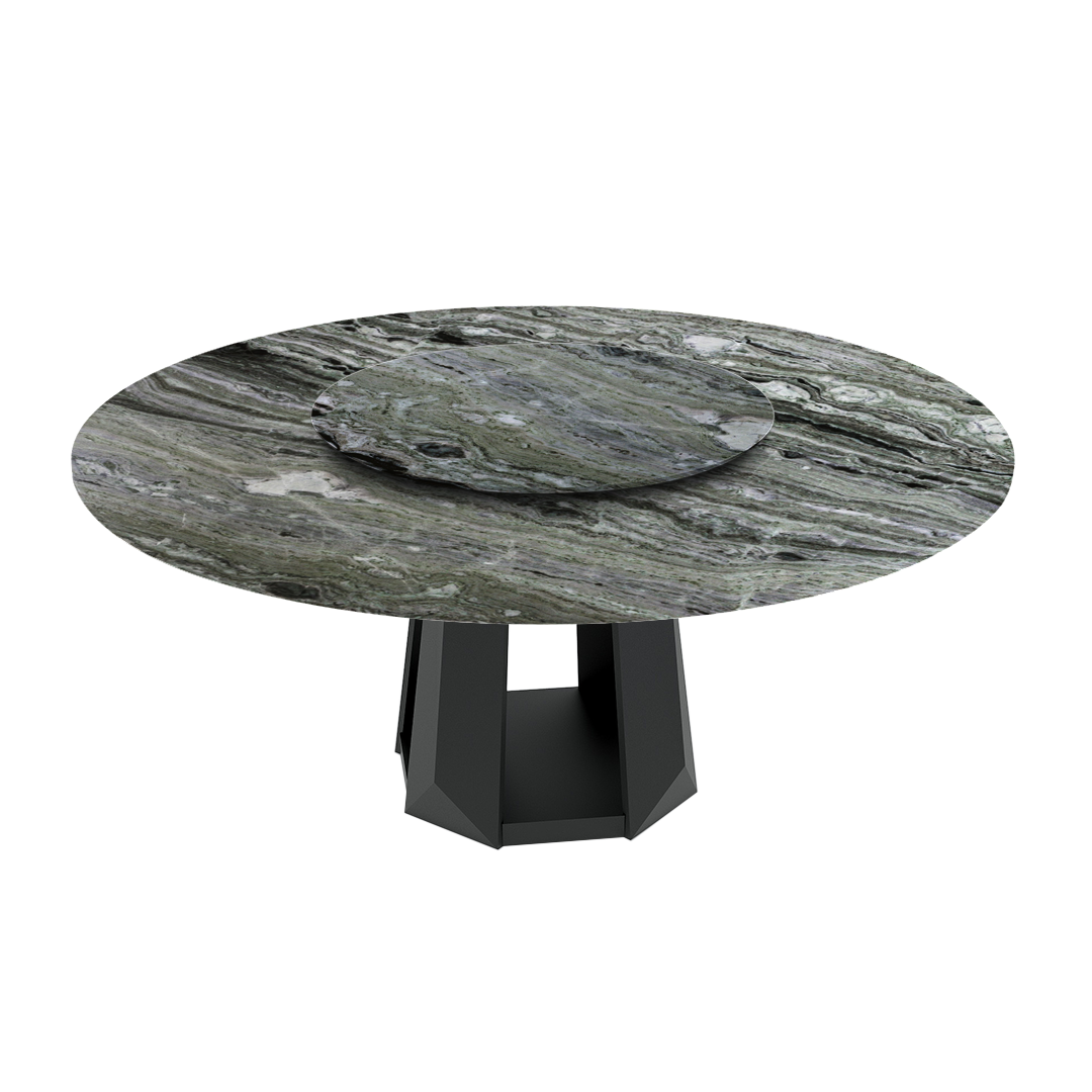 6ft Round Verde Prato Natural Marble Dining Table