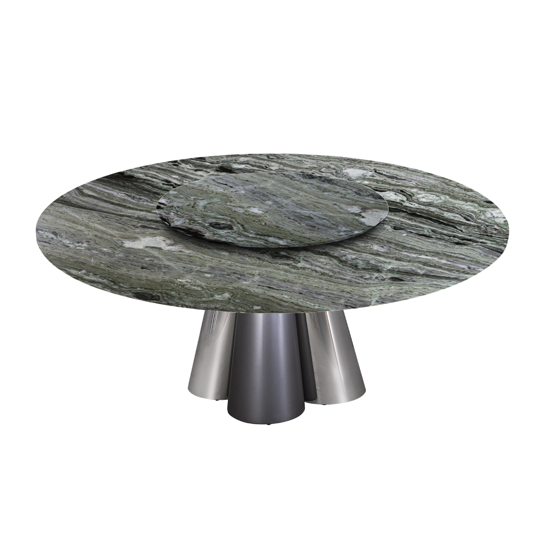 6ft Round Verde Prato Natural Marble Dining Table