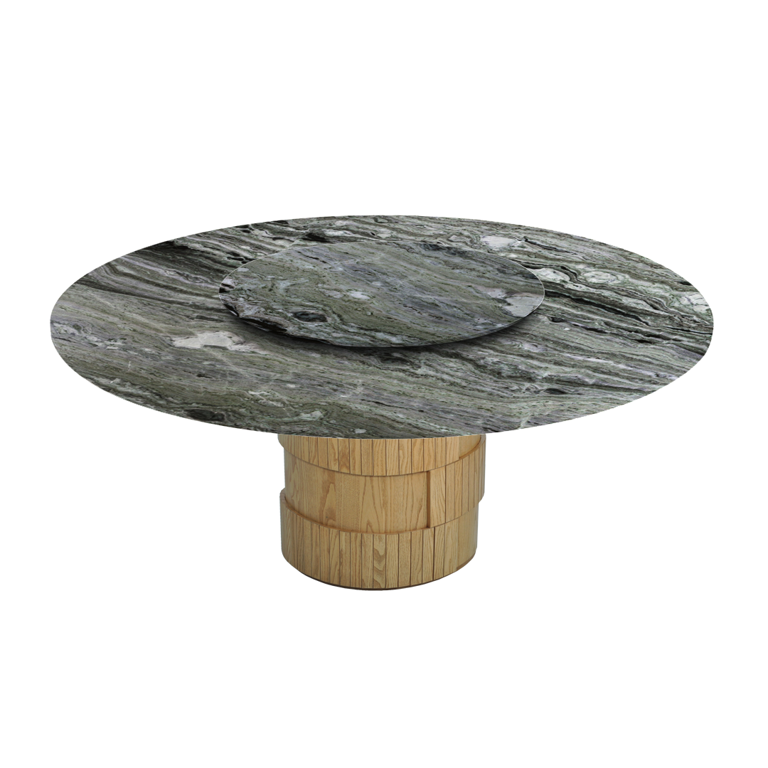 6ft Round Verde Prato Natural Marble Dining Table