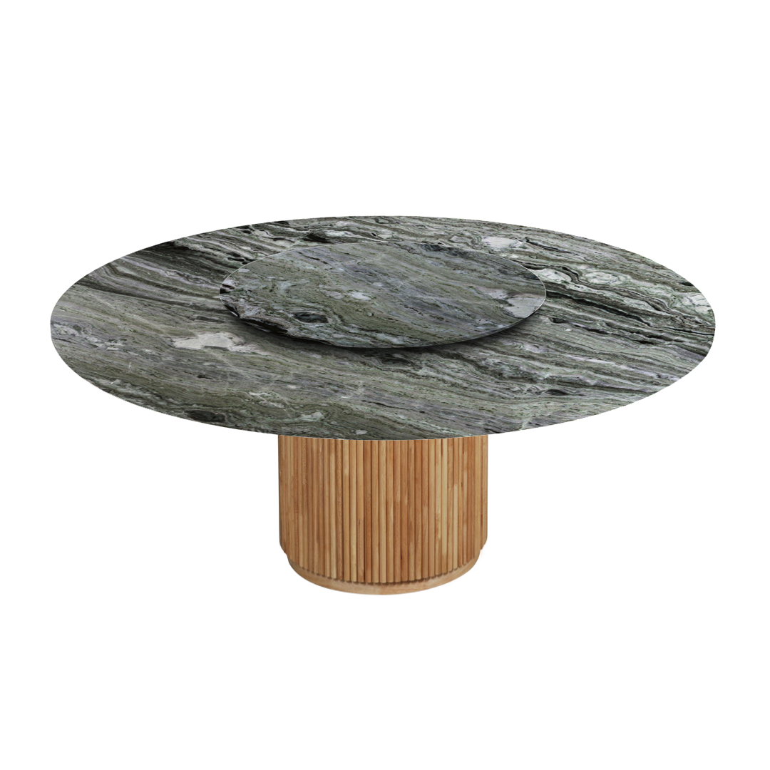 6ft Round Verde Prato Natural Marble Dining Table