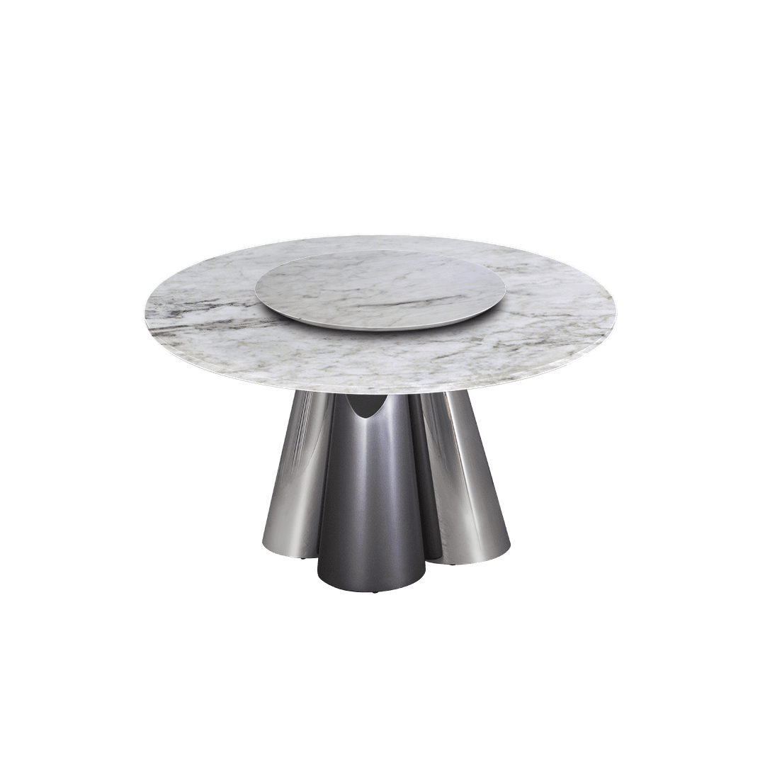 4.3ft Round Emerald White Jade Natural Marble Dining Table