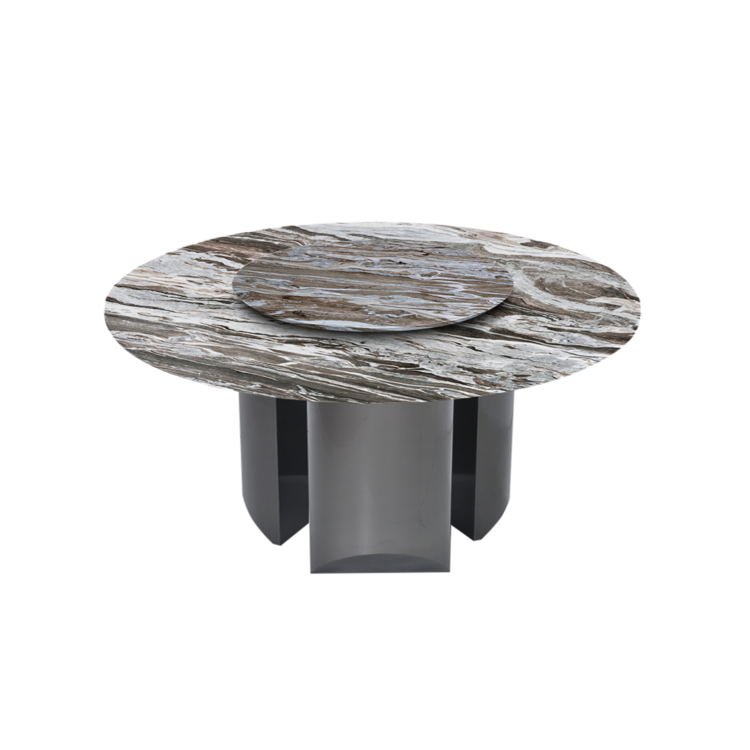 5ft Round Toronto Brown Natural Marble Dining Table